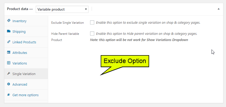 Category page showing individual variation listings.