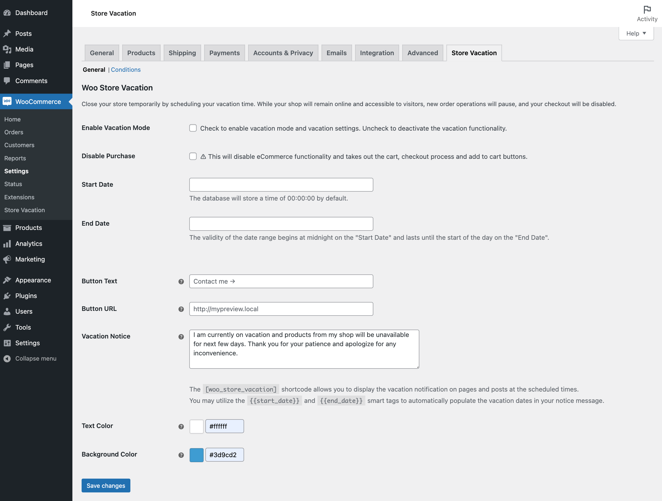 Plugin’s settings page