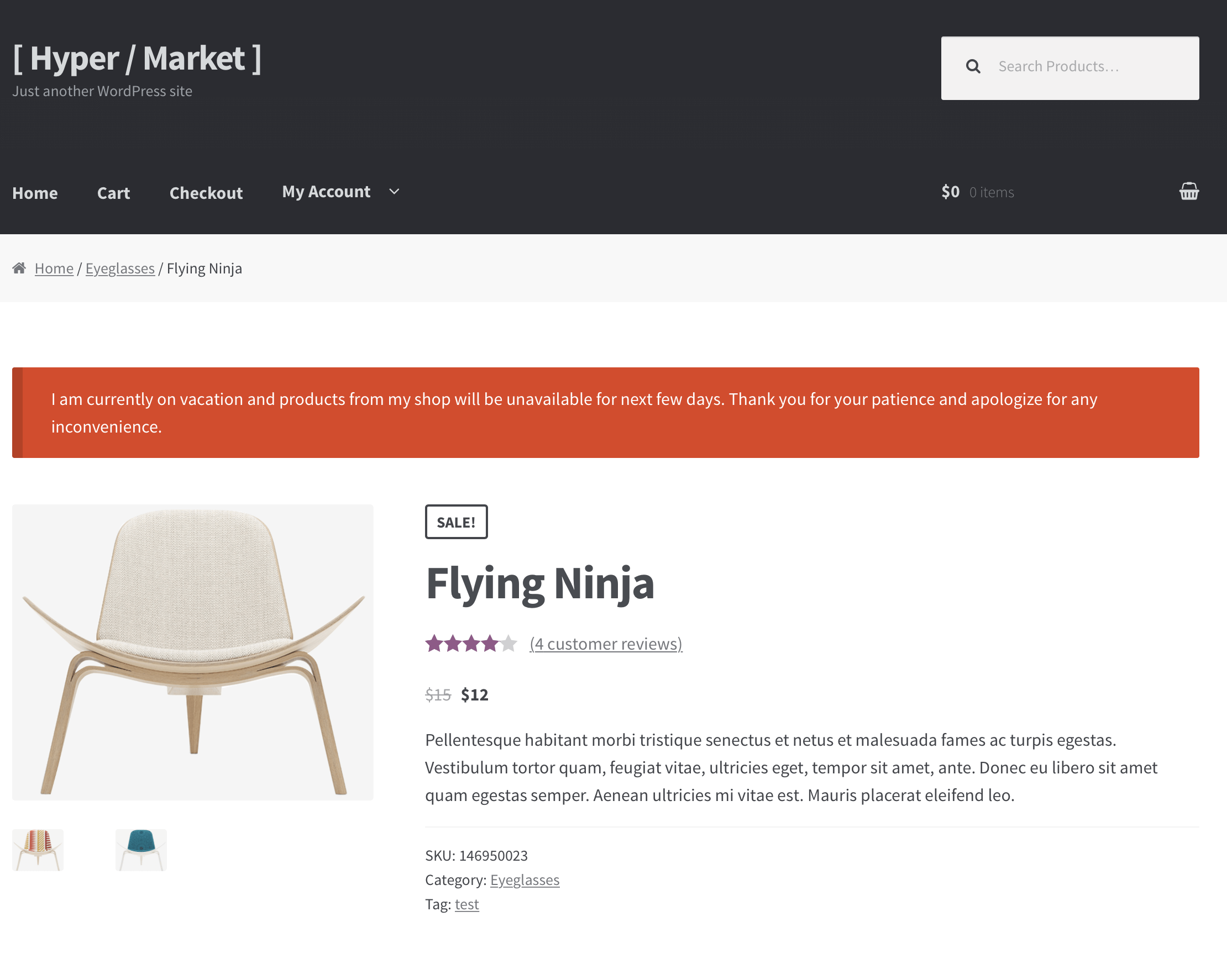 Displaying a notice at the top of product page