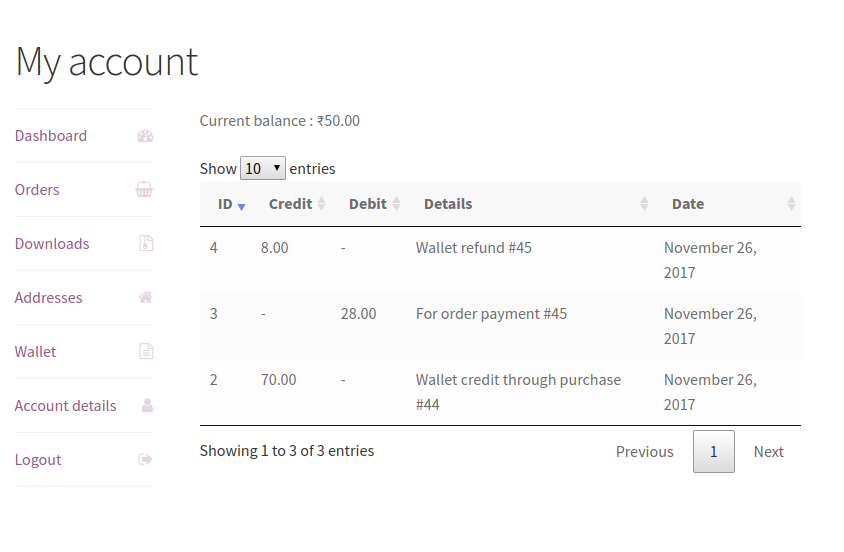 View transaction details.