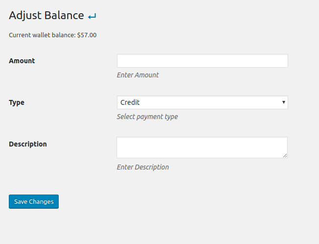 Admin adjust wallet balance.