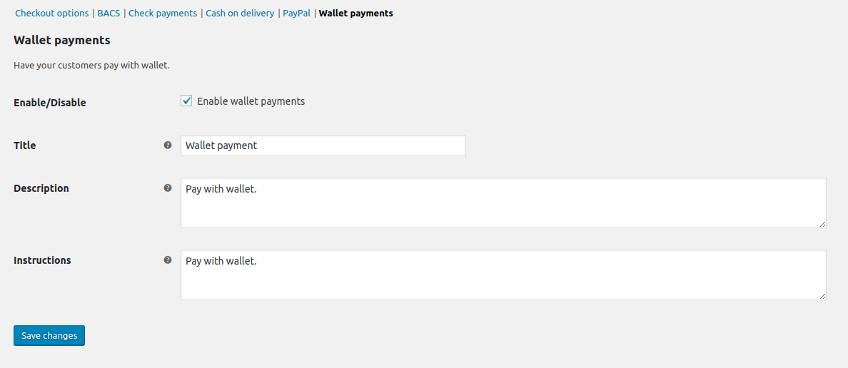 WooCommerce wallet payment gateway.