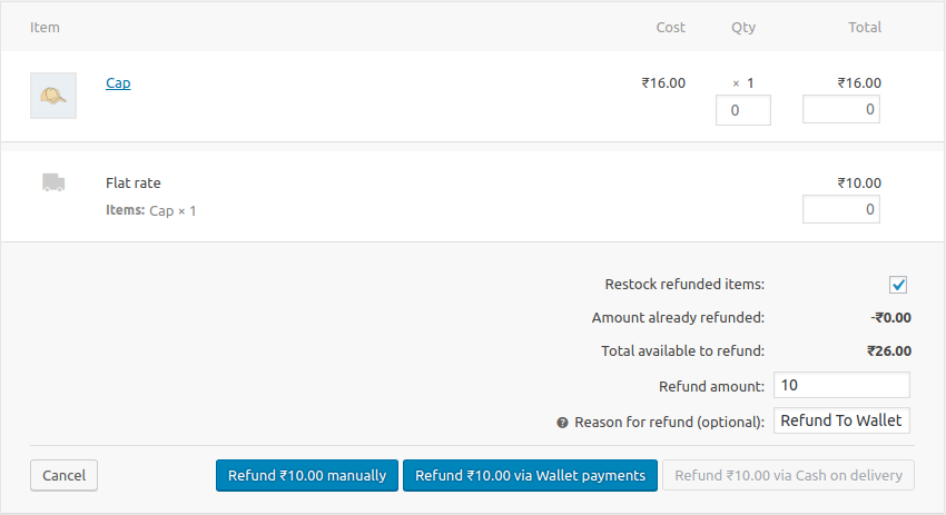 WooCommerce refund.