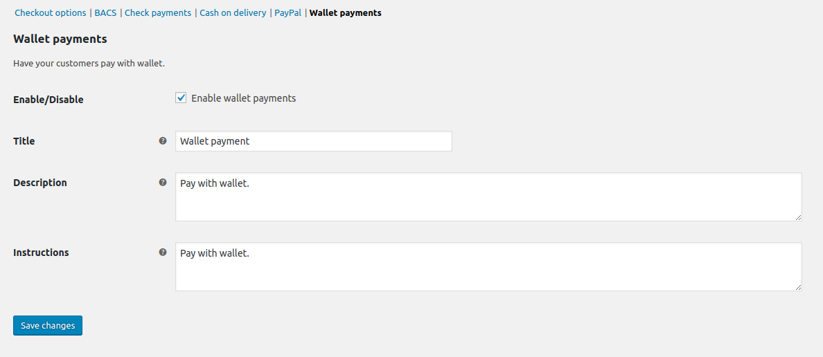 Wallet payment gateway.