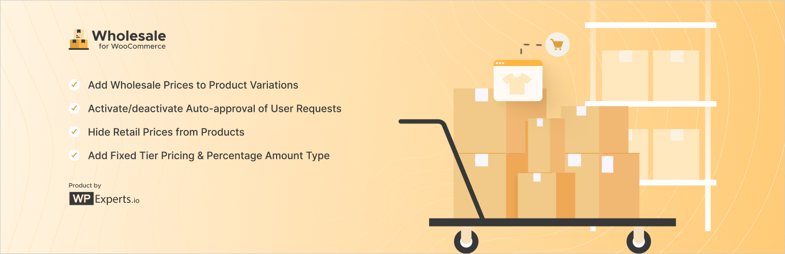 WordPress 外掛 Wholesale for WooCommerce — This Wholesale Plugin Helps B2B and B2C Businesses Streamline Wholesale Products, Pricing, and User Roles, Automating their WooCommerce Wholesale Stores 的封面圖片。