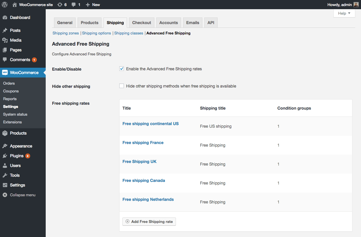 WooCommerce Shipping options overview