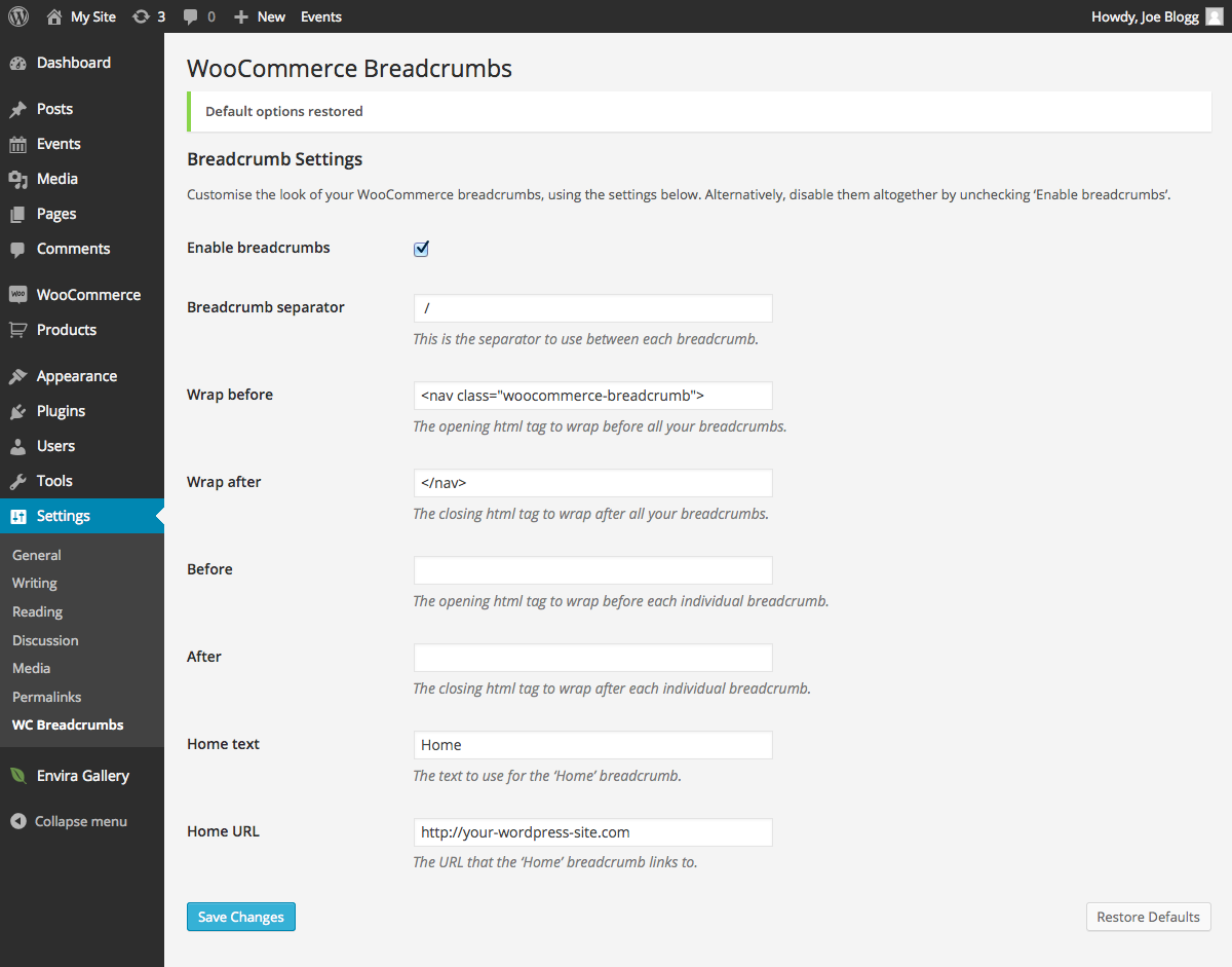 WooCommerce Breadcrumbs