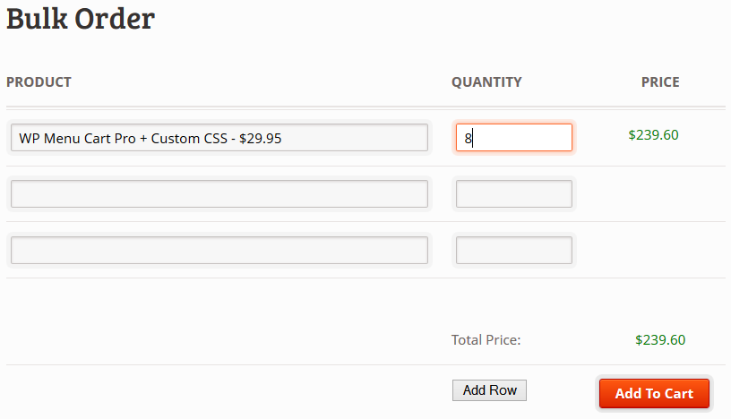 Quick/Bulk Order Form for WooCommerce