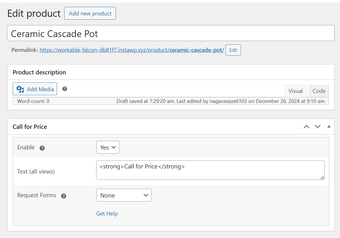 Show stock status for empty priced products.