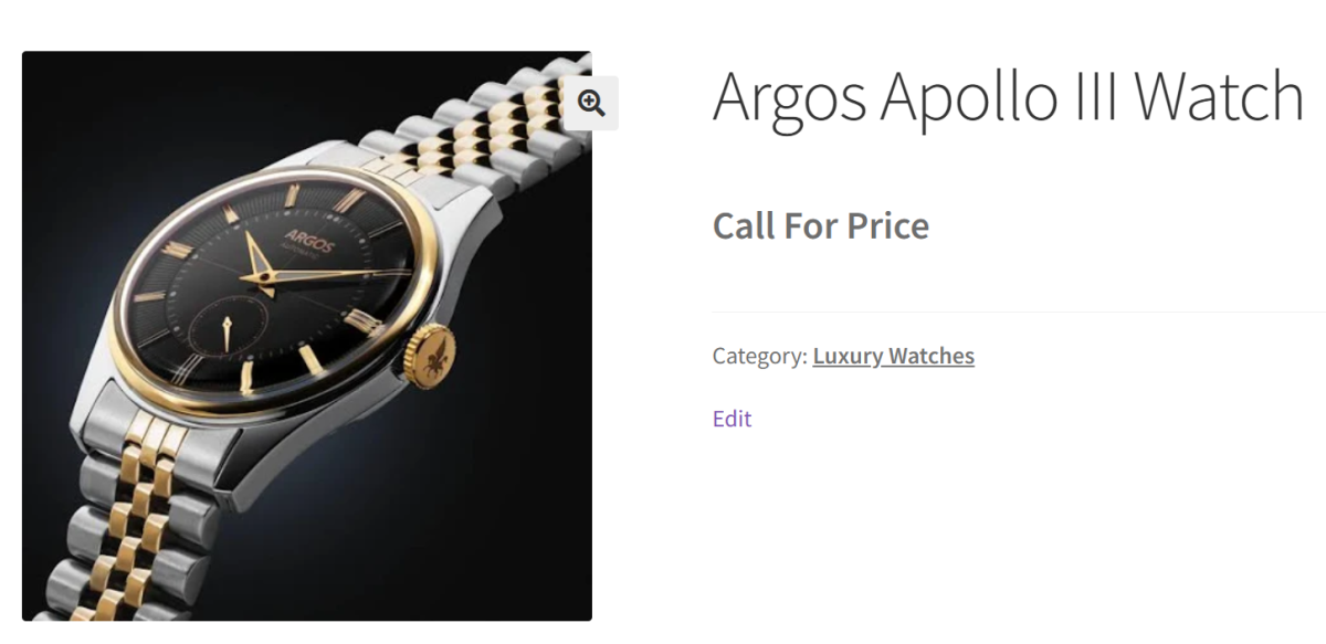 Call for Price forms display.