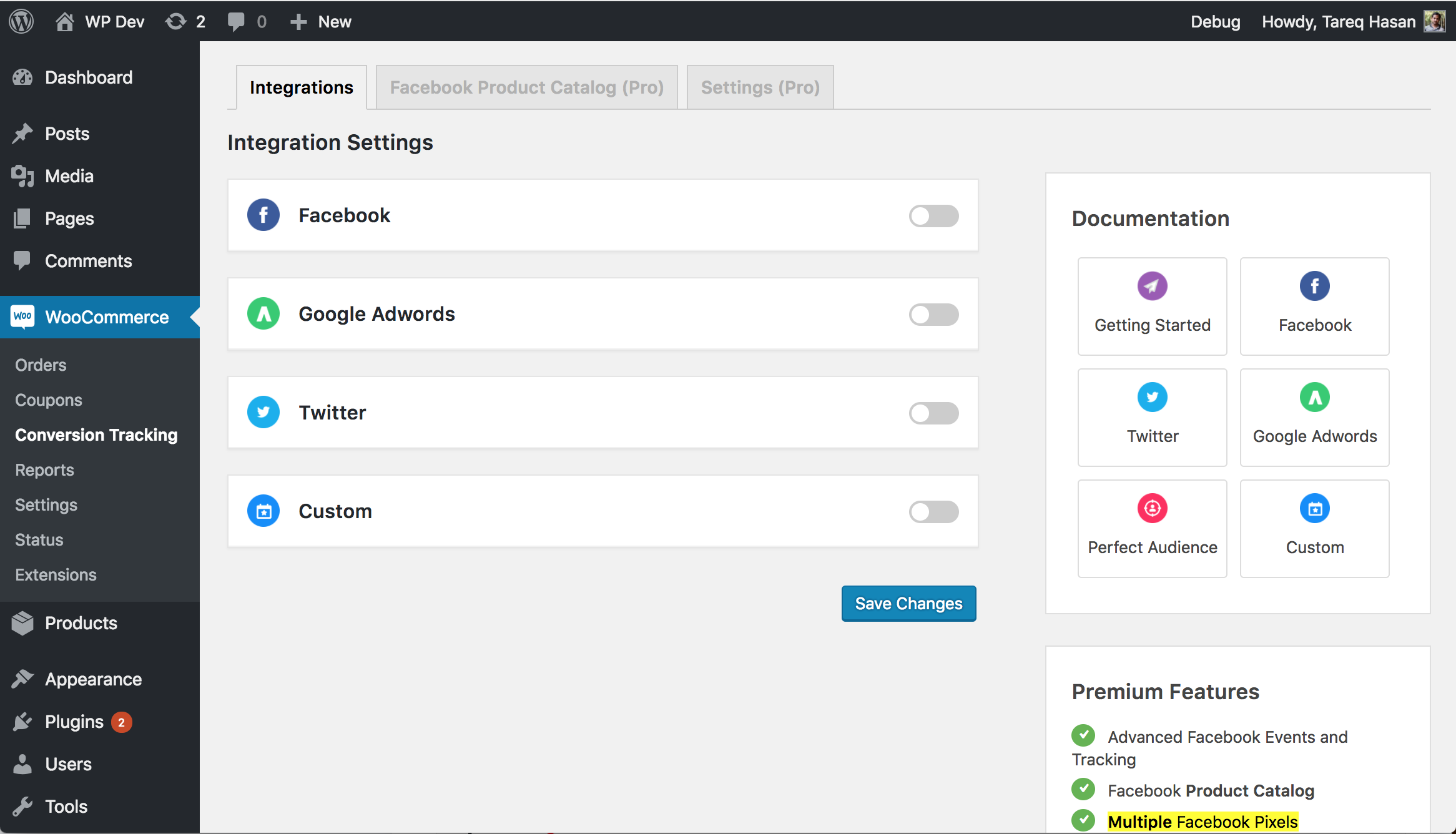Settings Panel