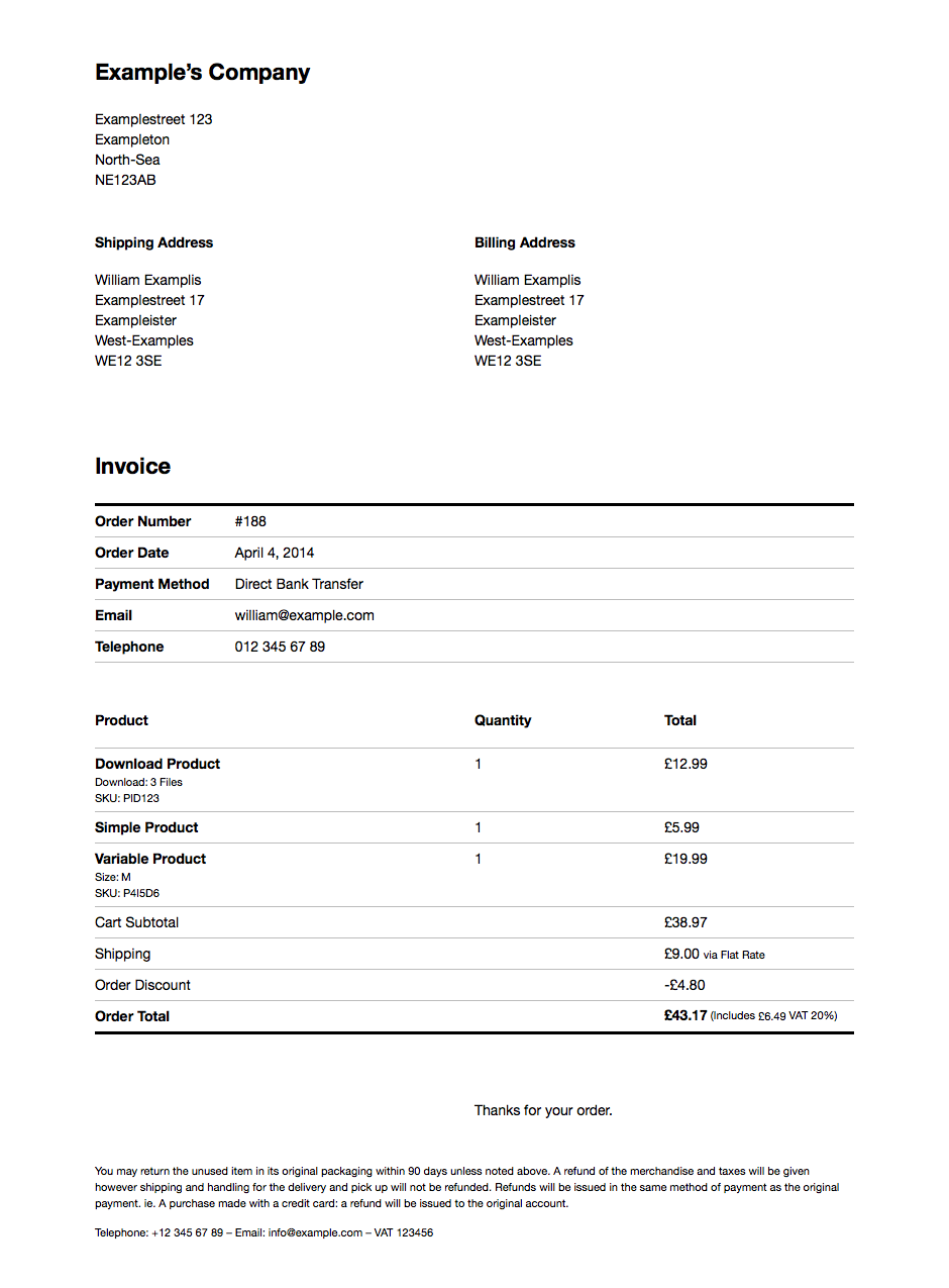 Print Invoice &amp; Delivery Notes for WooCommerce