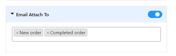 Attach PDF file to emails based on selected order status.