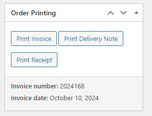 Quick print buttons on the order edit page.