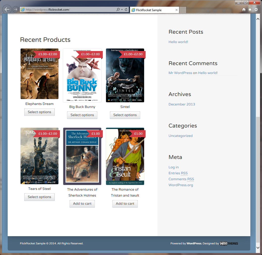 Shop view in sample theme