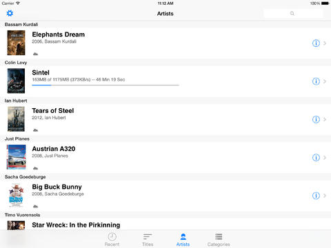 iPad content overview - list mode (landscape)