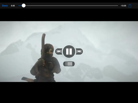 iPad during video play with DVD navigation (landscape)