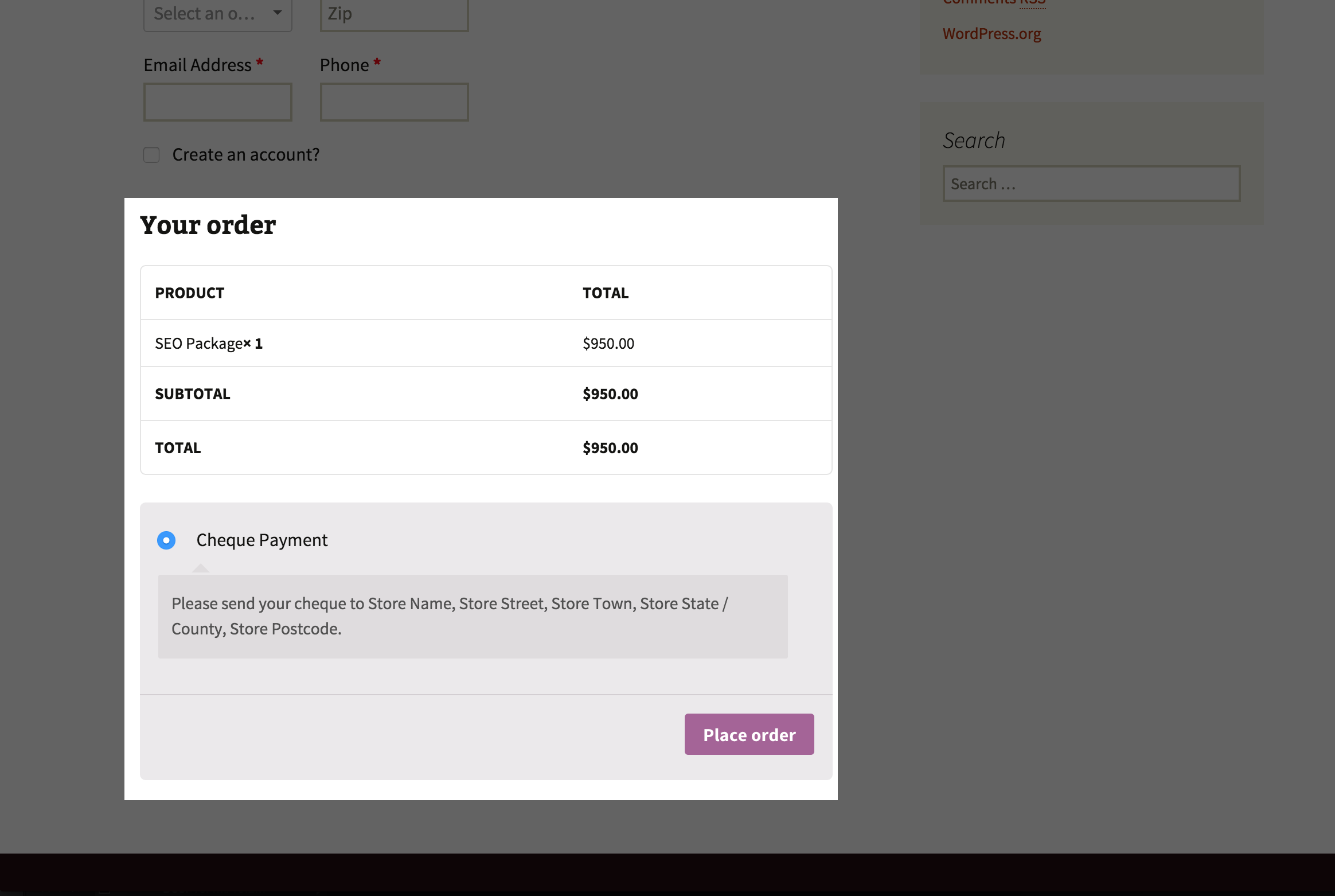 <strong>Complete Checkout:</strong> Once the customers have “successfully” signed your required agreement they will be redirected to the final WooCommerce checkout screen so they can complete the transaction.