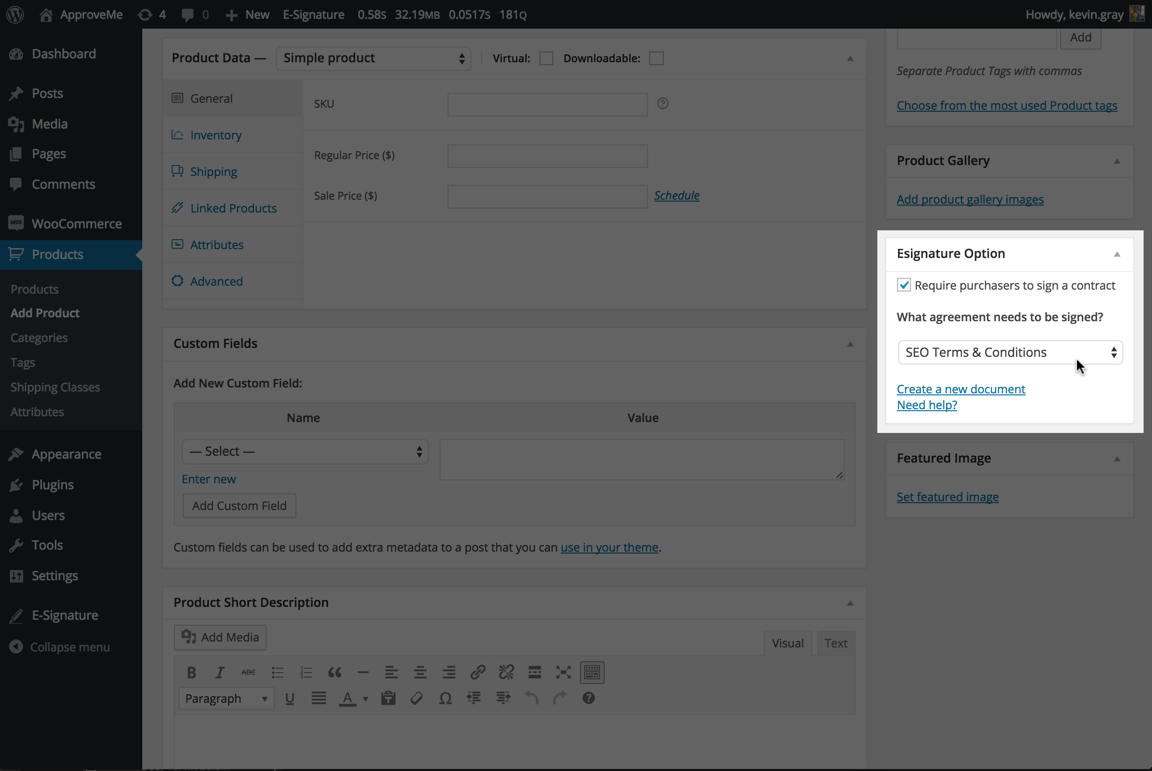 <strong>Define Product Settings (optional):</strong> Another option is to create a “Per Product” agreement or other words an agreement that is attached ONLY to a specific WooCommerce product.