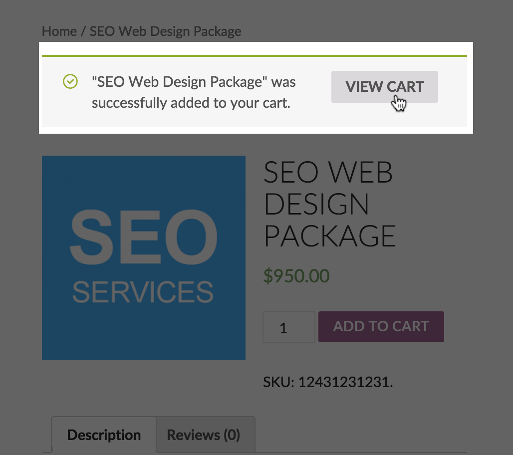 <strong>View Cart:</strong> After a user selects “Proceed to Checkout” they will be redirected to your legally binding contract.