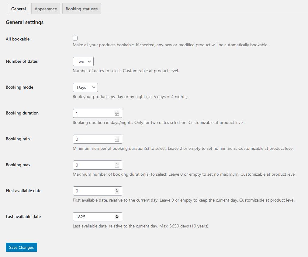 Configurações do plugin