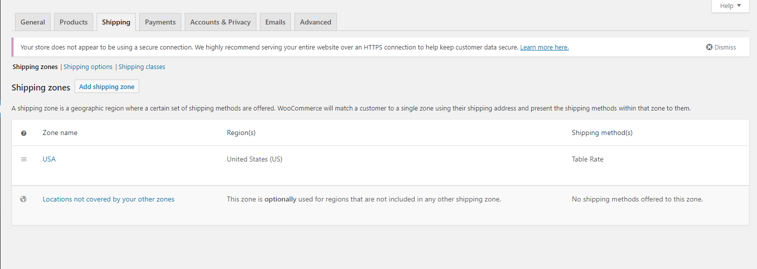 WooCommerce Shipping Zones