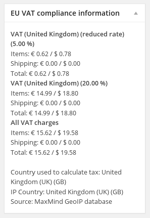 <p>VAT information being shown in the order details page</p>