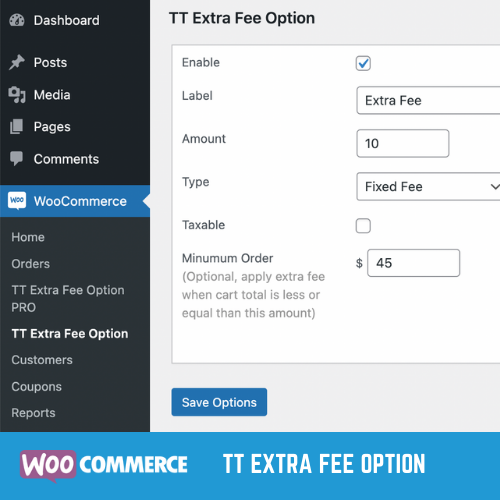 [screenhot-1.png] Screenshot Admin WooCommerce Settings - TT Extra Fee Option