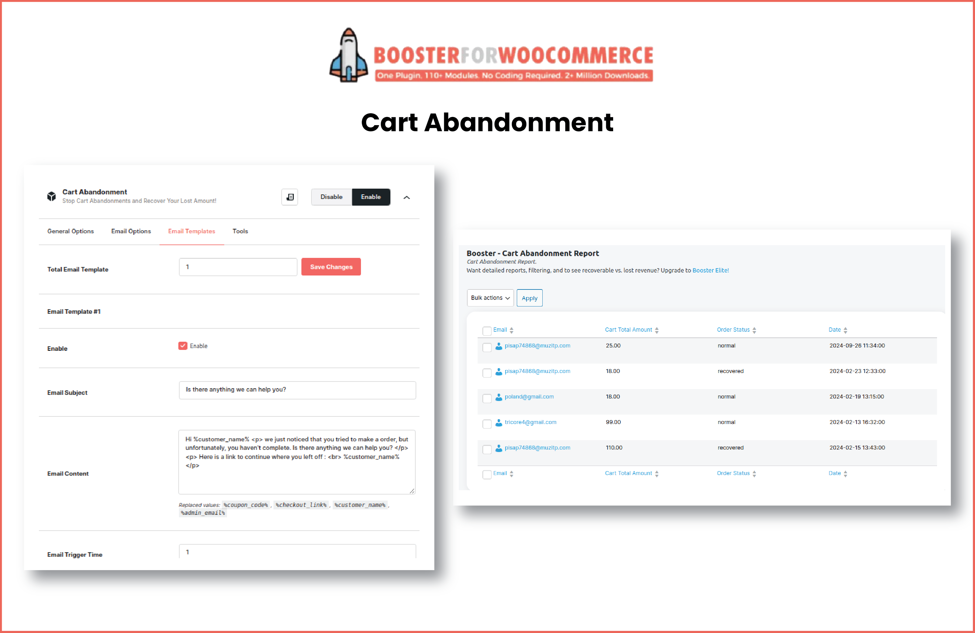 Booster for WooCommerce - Cart Abandonment.