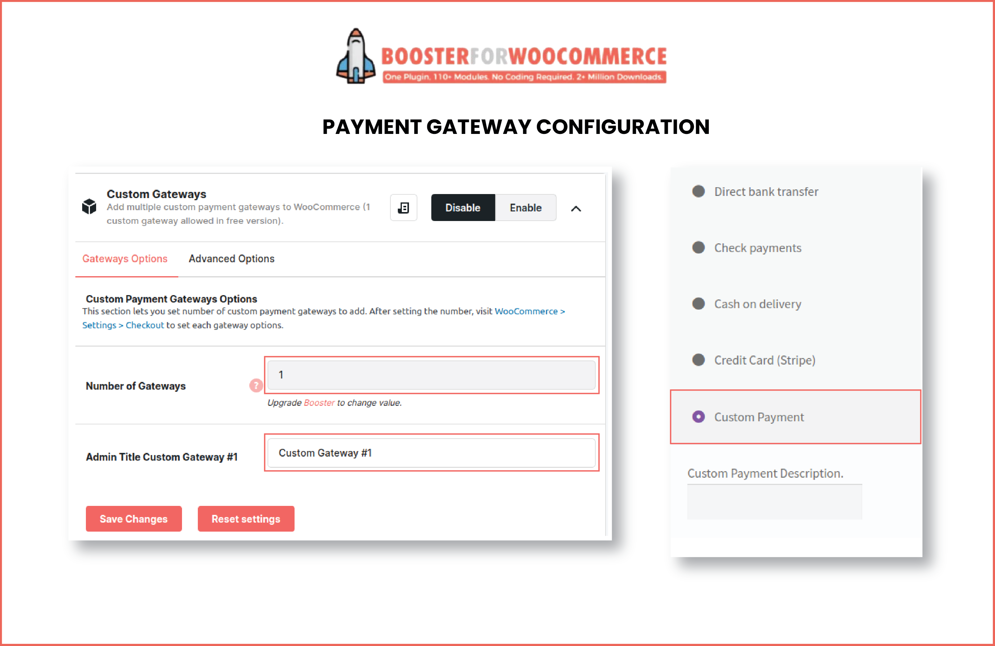 Booster for WooCommerce - Payment Gateway Configuration.