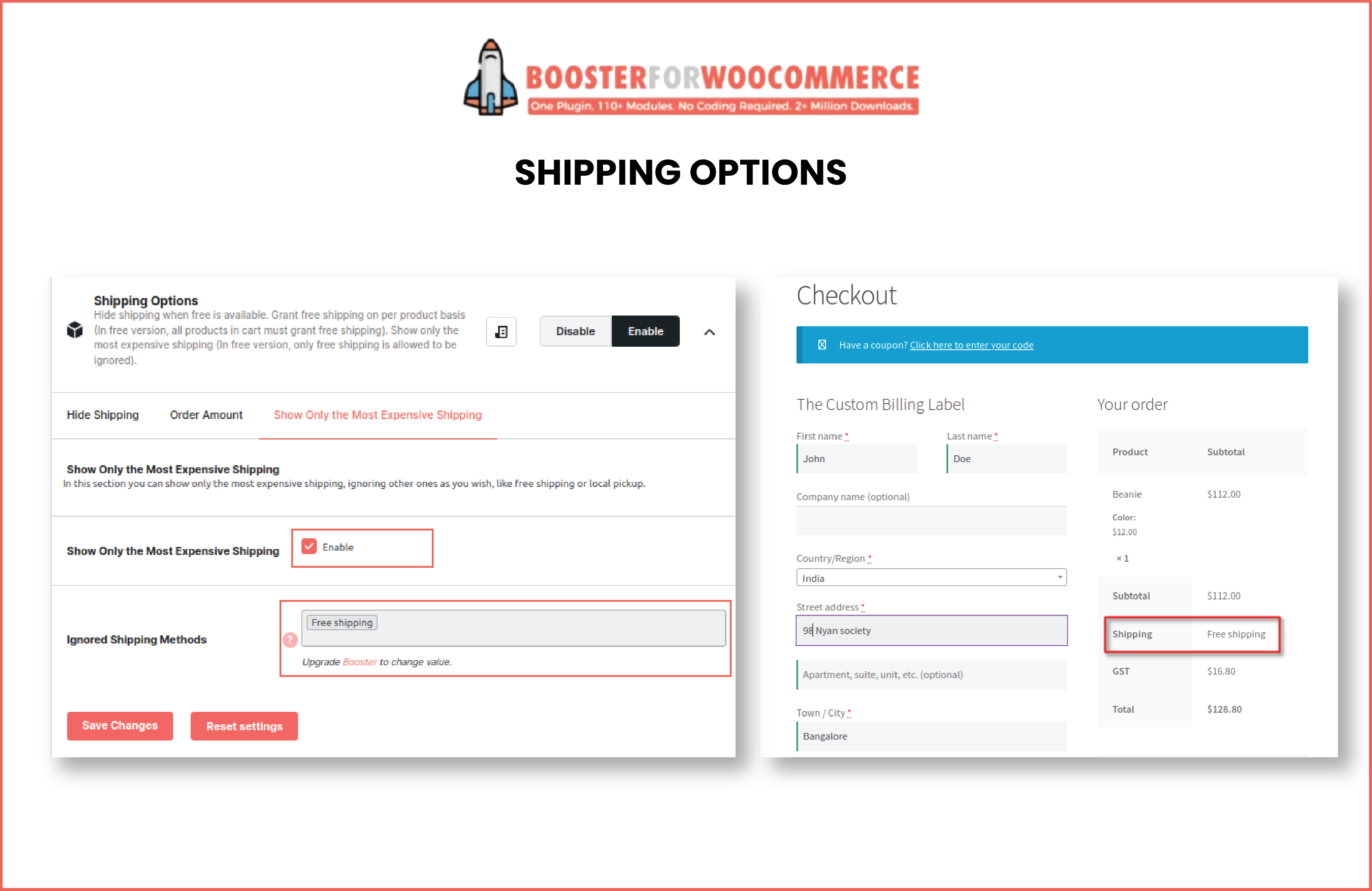 Booster for WooCommerce - Shipping Options.