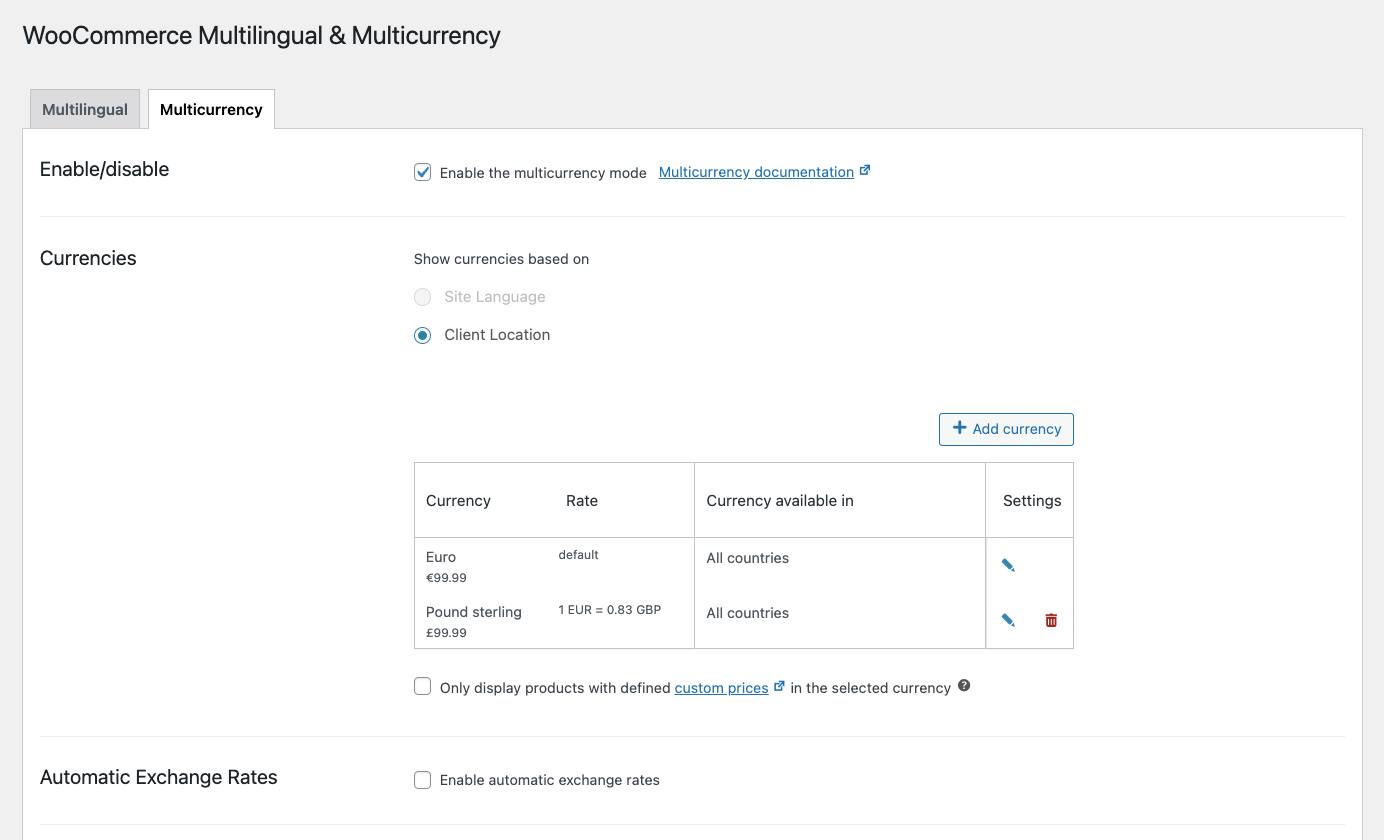 WooCommerce Multicurrency