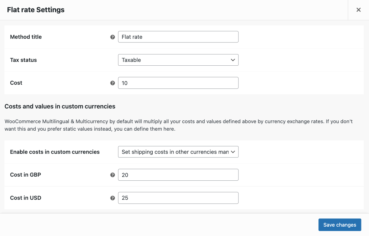 Setting custom shipping rates