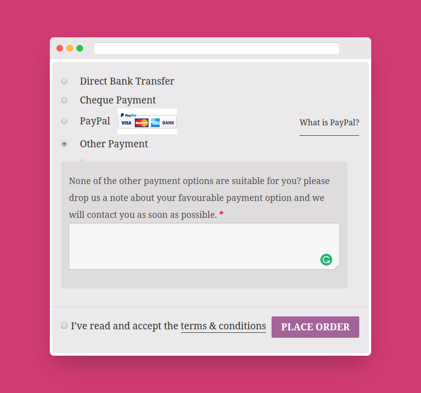 Checkout Page Preview.