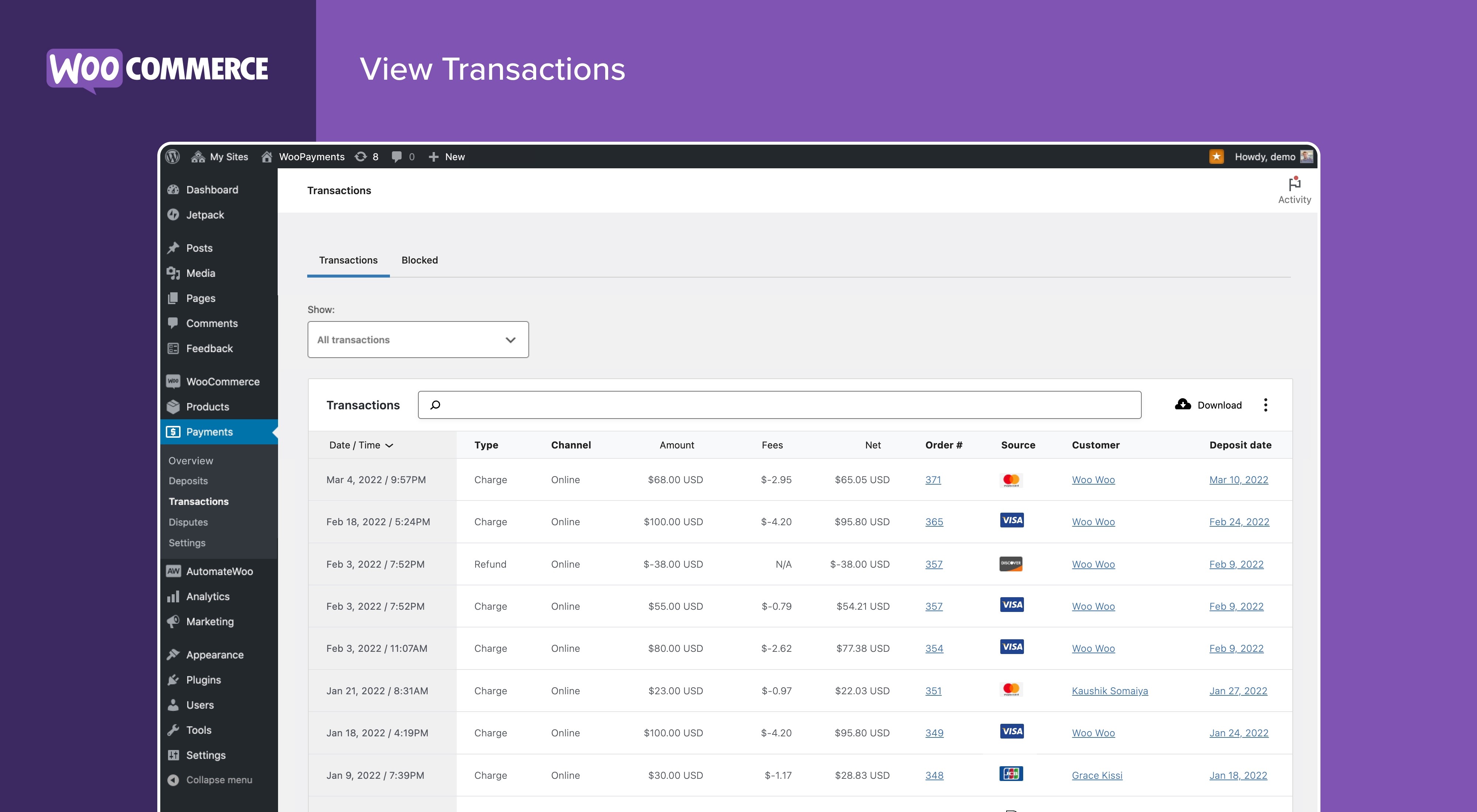 View Transactions