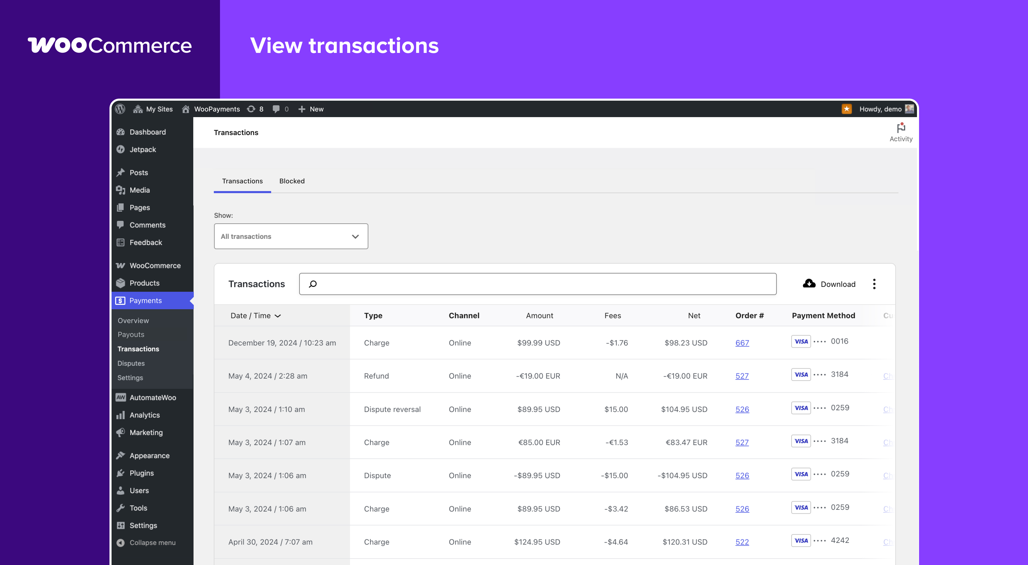 View Transactions