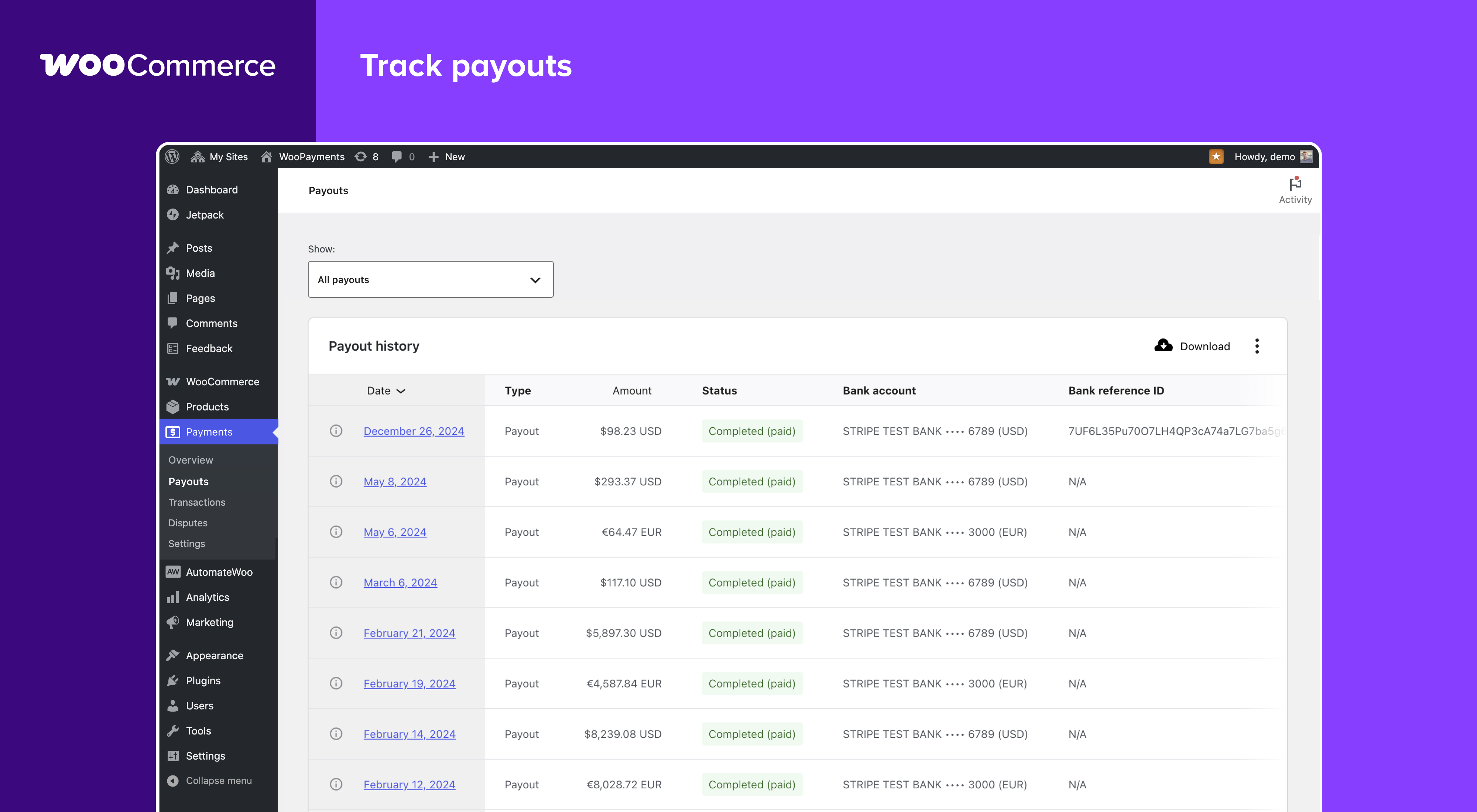 Track Payouts