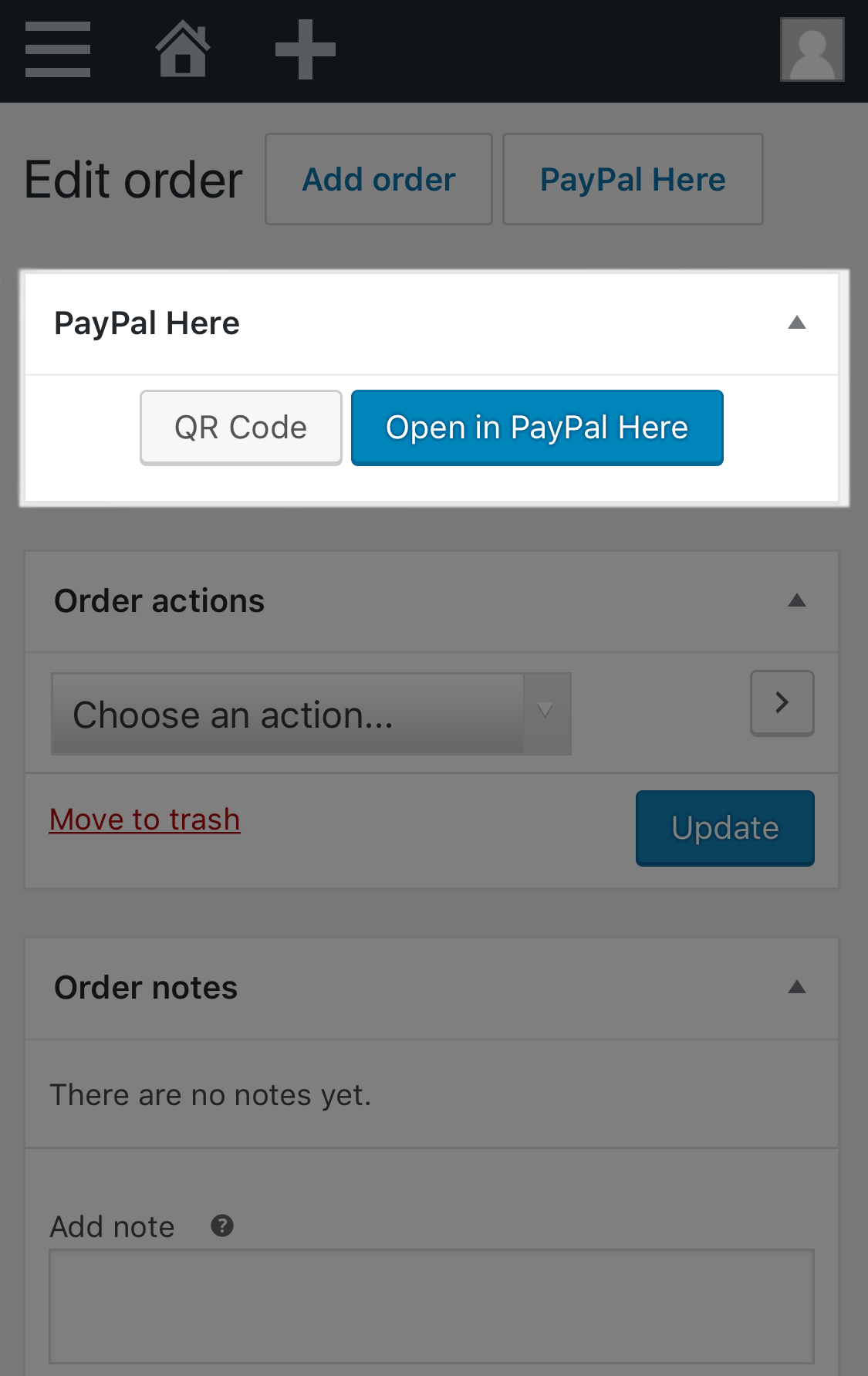 Open PayPal Here app from a mobile device.