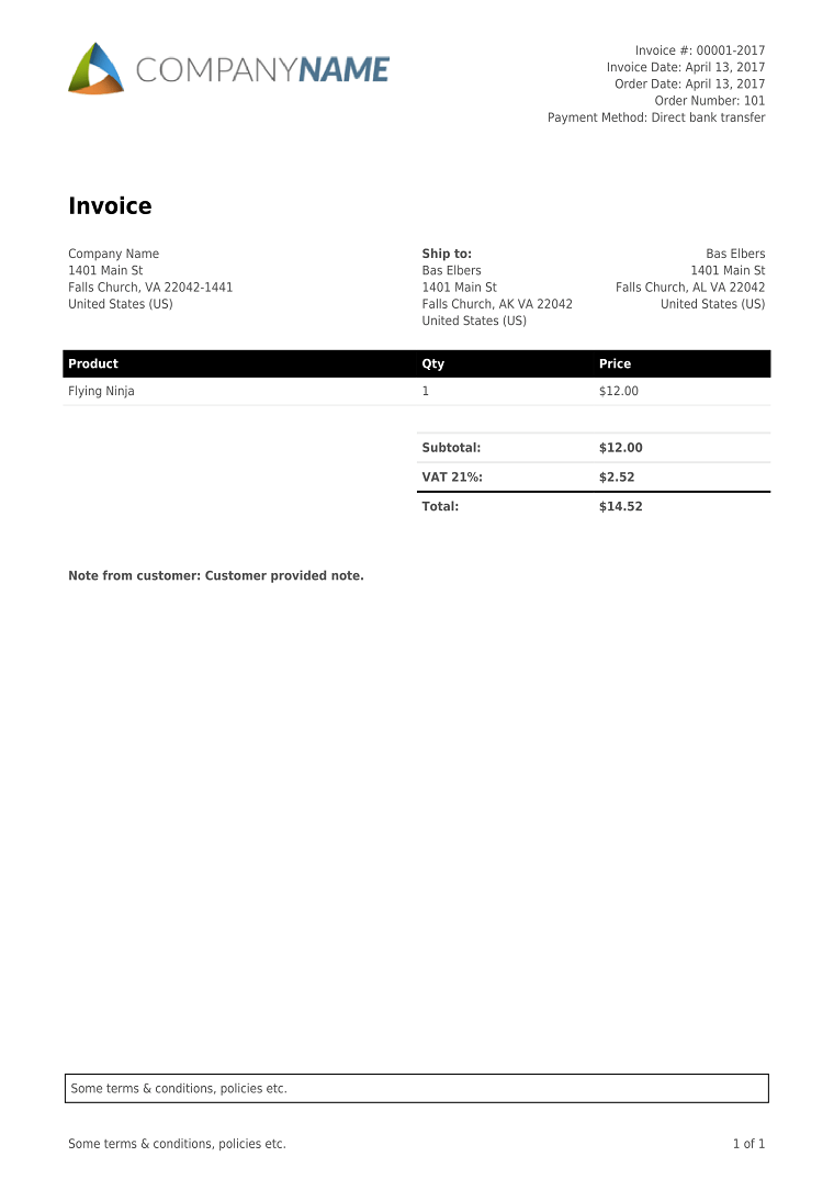 Invoices for WooCommerce – WordPress-Plugin  WordPress.org Deutsch For Invoice Template Usa
