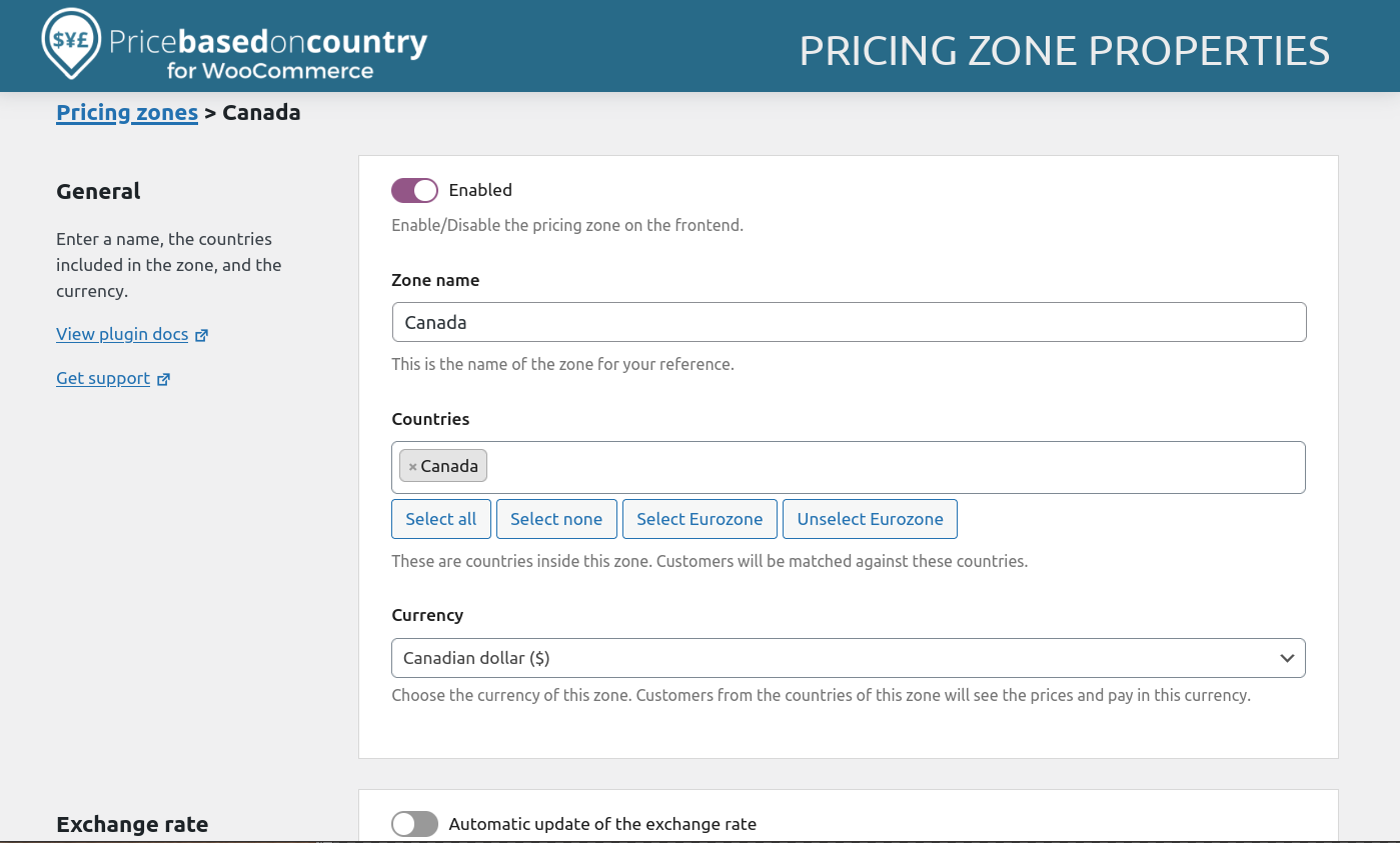 Pricing zone properties.