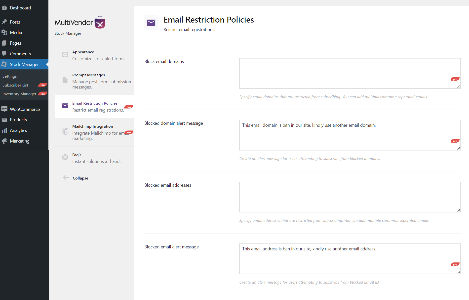 Email Restriction Policies