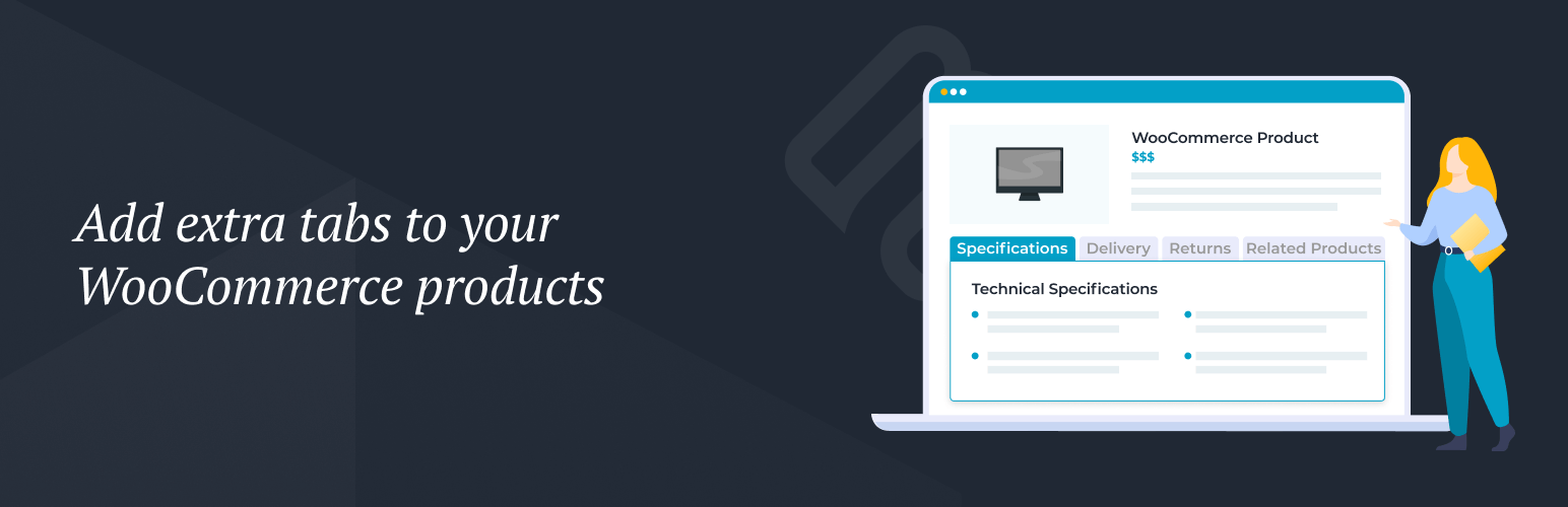 WordPress 外掛 Product Tabs for WooCommerce 的封面圖片。