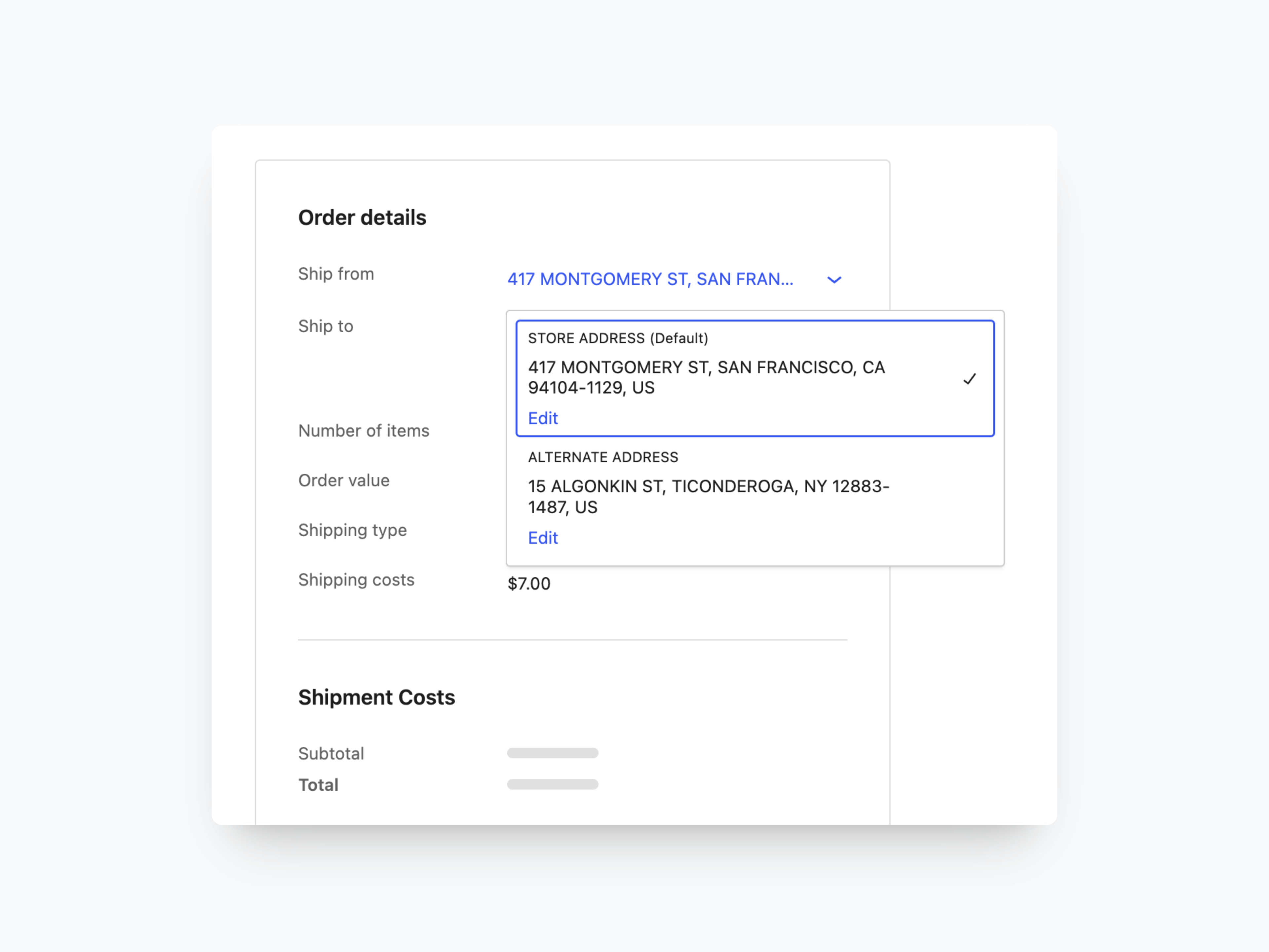 WooCommerce Shipping multiple origin address selection.