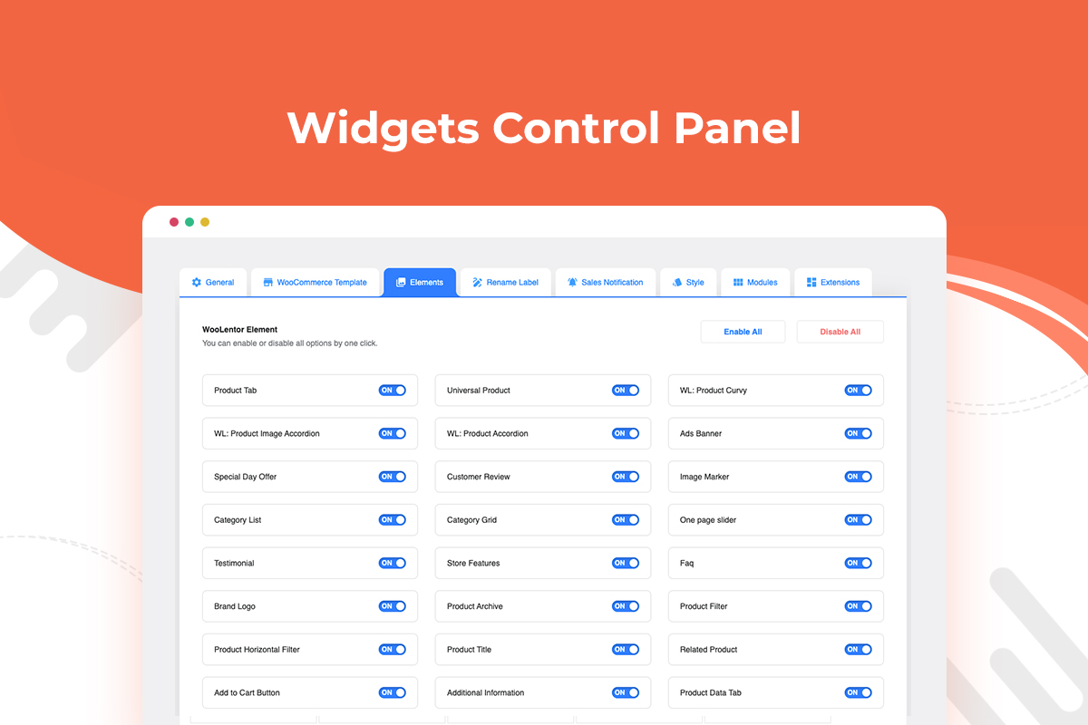 Widgets Control Panel