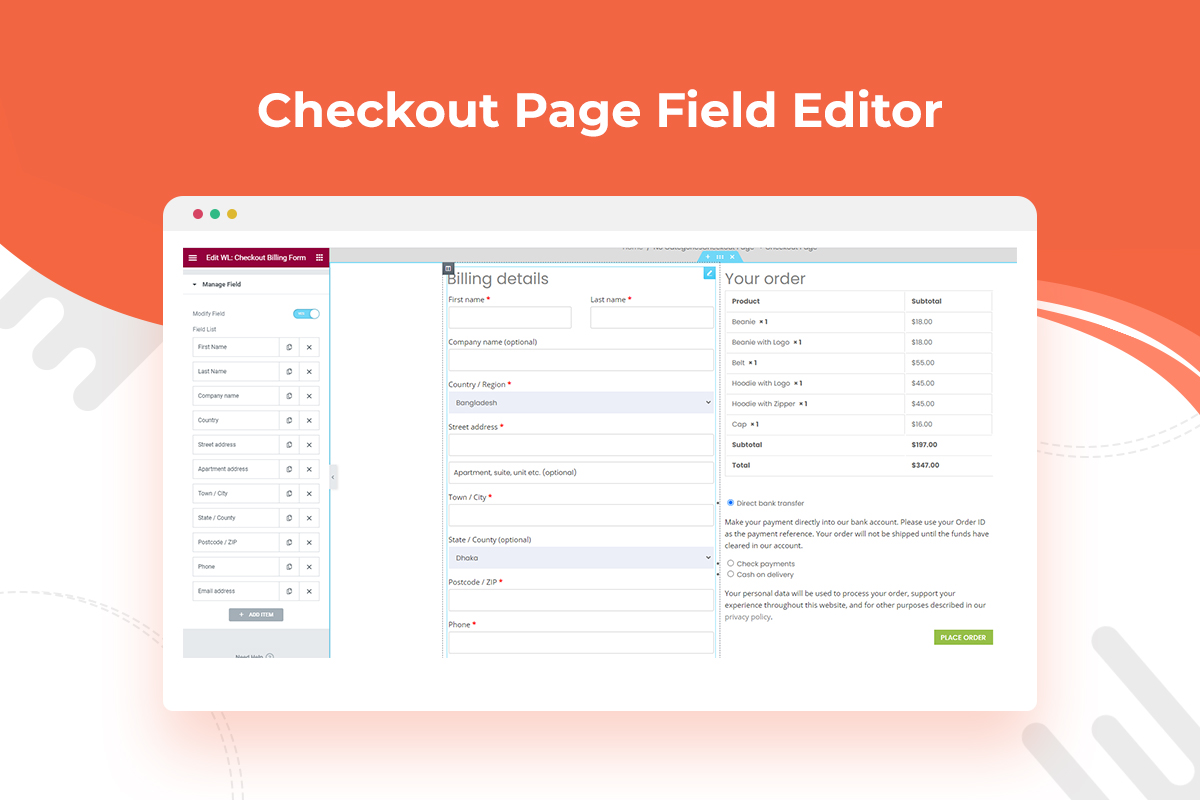 Checkout Page Field Editor