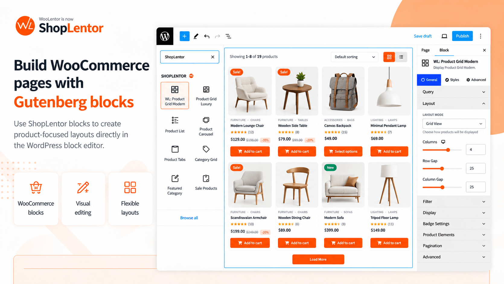 Customize WooCommerce pages using native Gutenberg blocks.