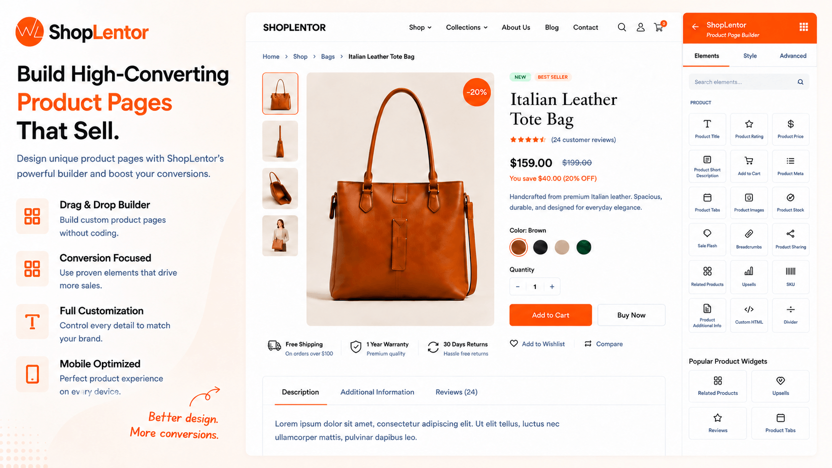 Design high-converting product pages with flexible WooCommerce widgets.