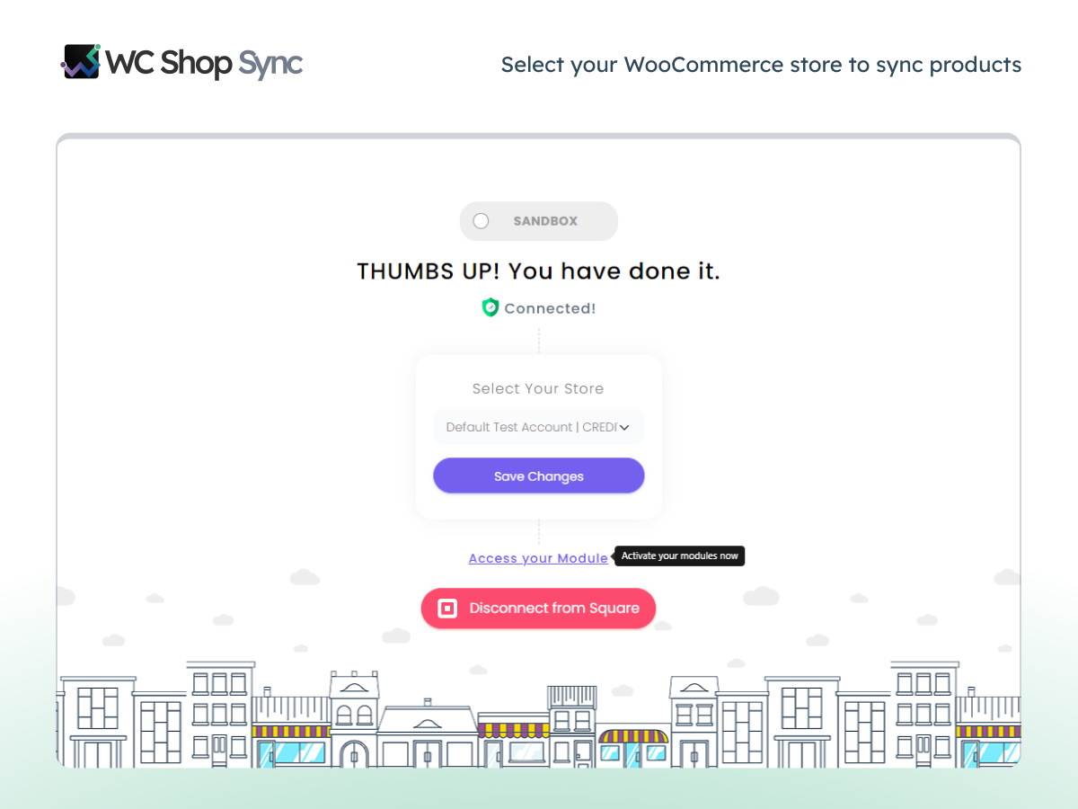 Select your WooCommerce store to sync products