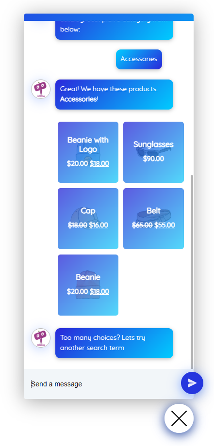 Woocommerce chatbot hard at work