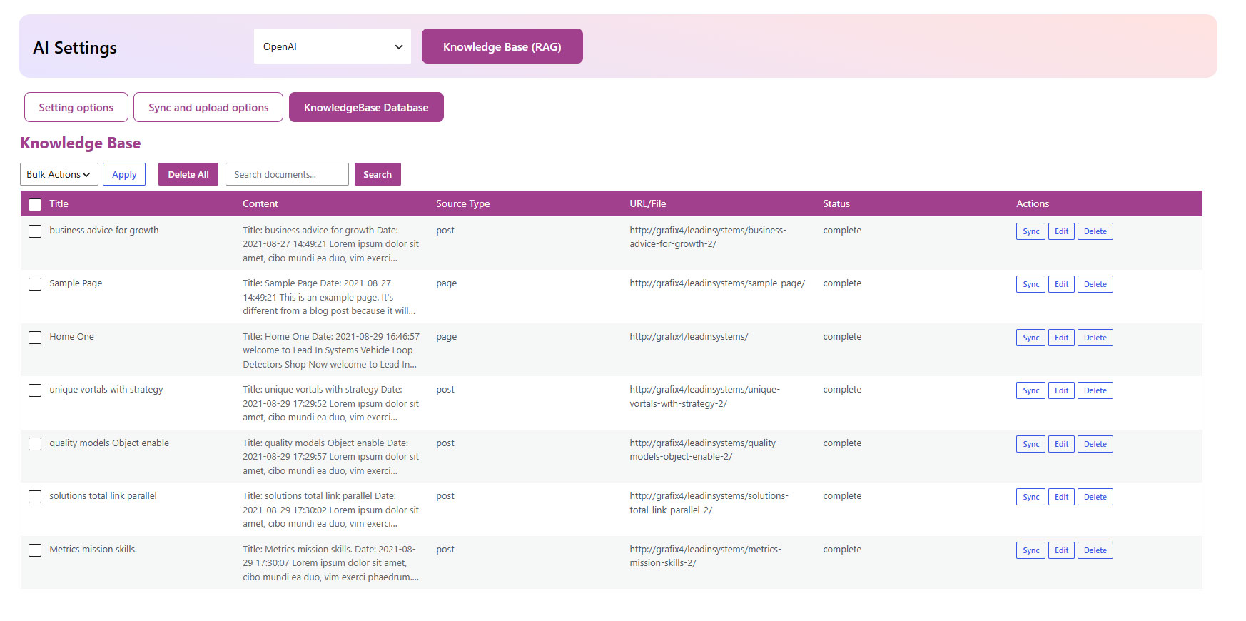 ChatBot for Woocommerce backend